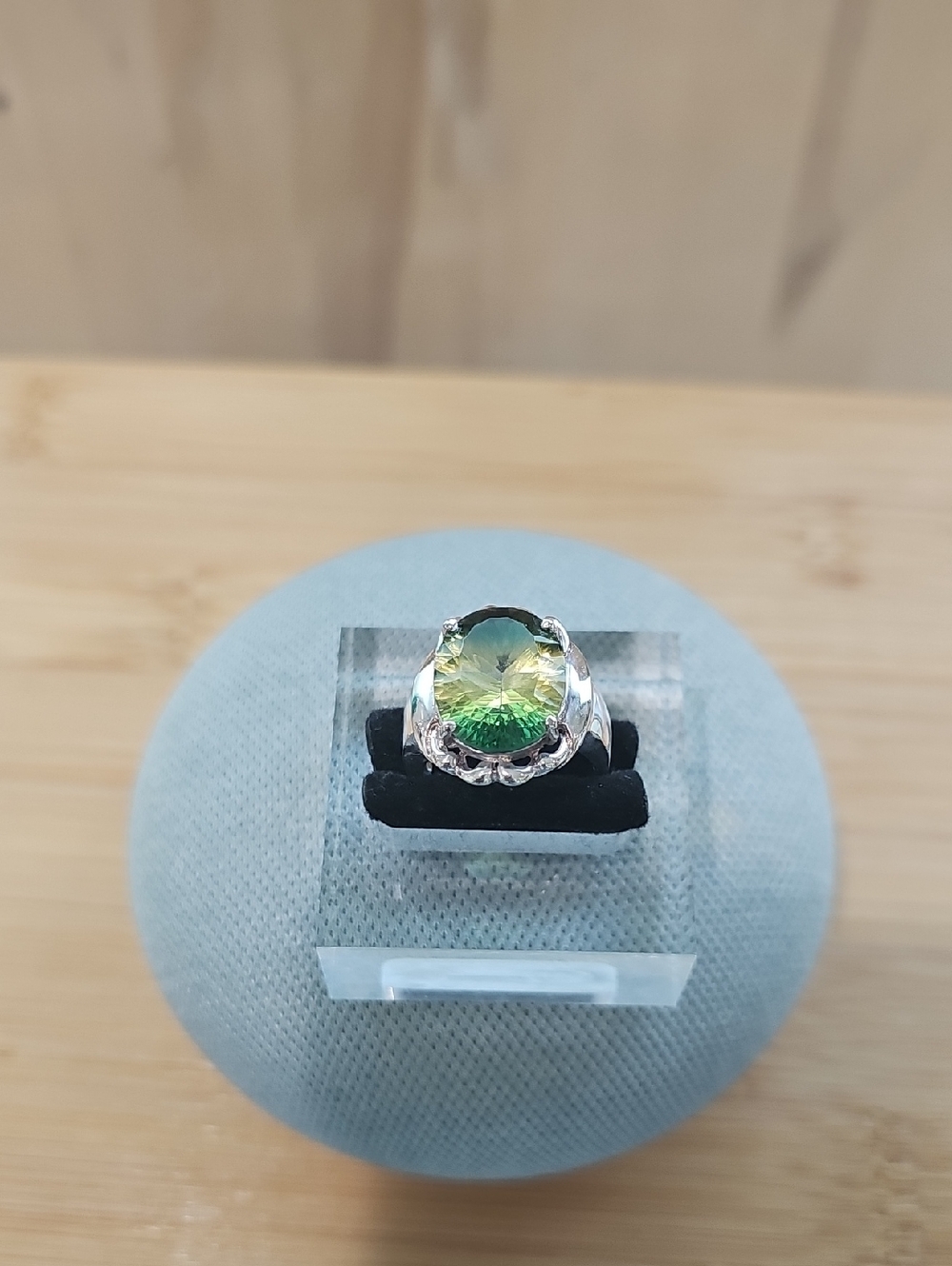 Green Gradient Gemstone Sterling Silver Ring -